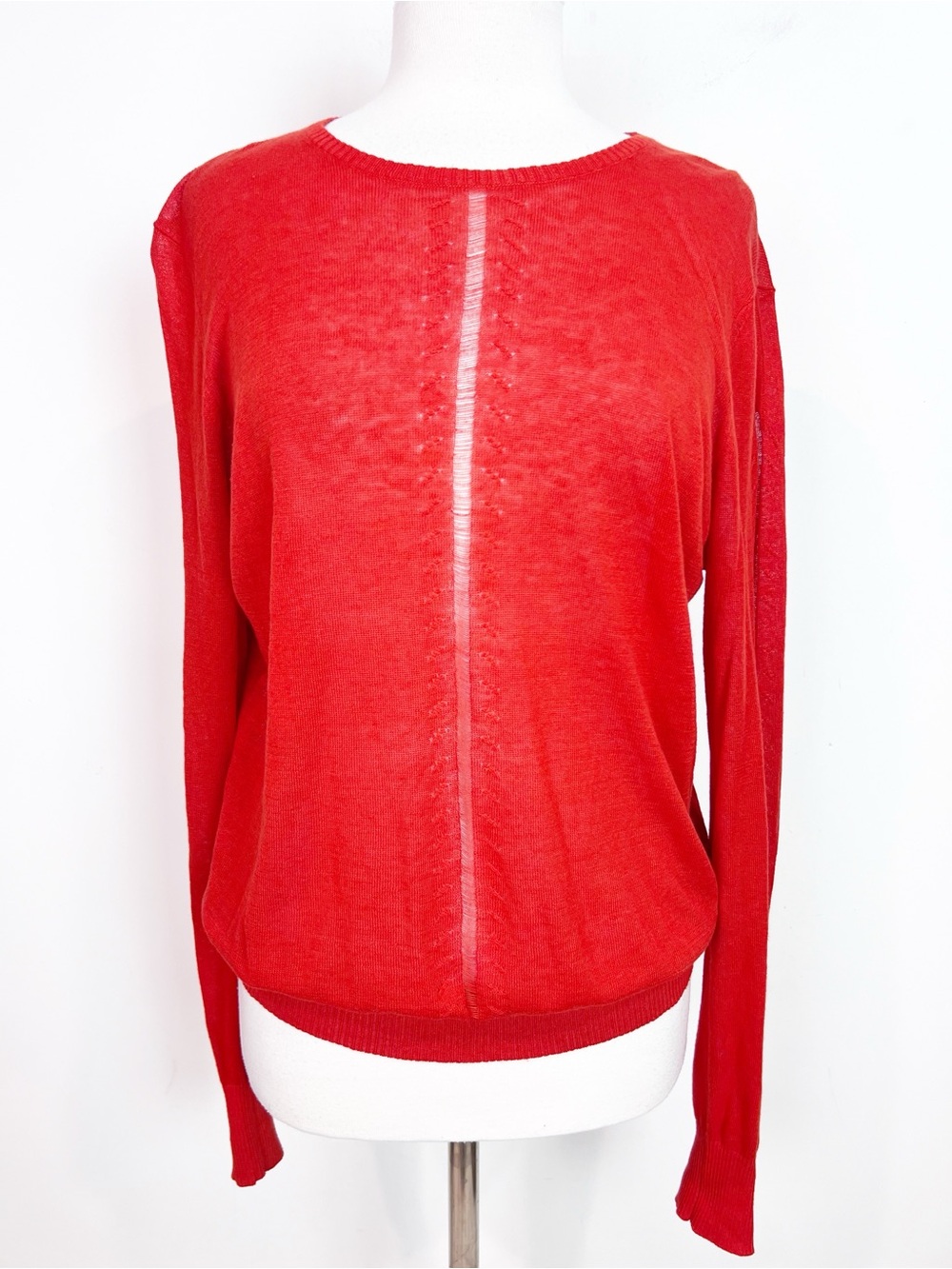 LAMB ORANGE LINEN BLEND LIGHTWEIGHT PULLOVER SWEATER WOMENS SZ LARGE